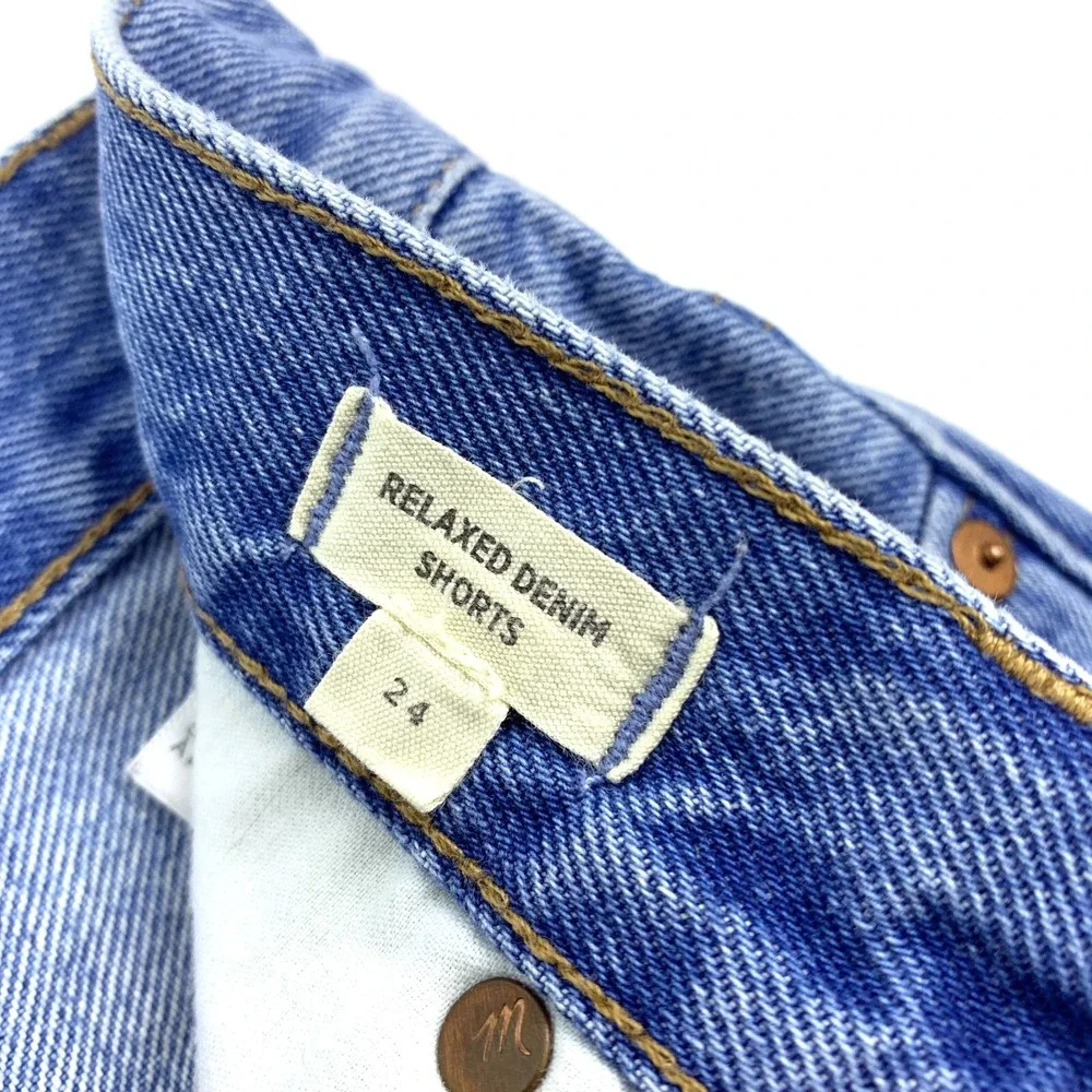 Madewell Womens Sz 24 Relaxed Denim Shorts‎ Homecrest Wash Ripped Edition Button